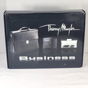 1980's THIERRY MUGLER BUSINESS SET LOCKING BRIEFCASE WALLET PEN SET NIB